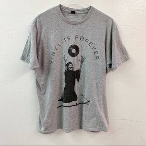 Vinyl Is Forever Graphic Gray Shorts Sleeve TShirt